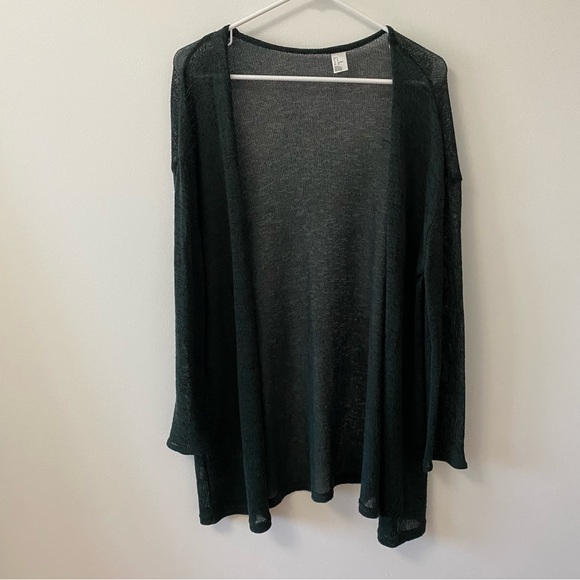H&M Loose-knit Cardigan Dark Green - Picture 3 of 7